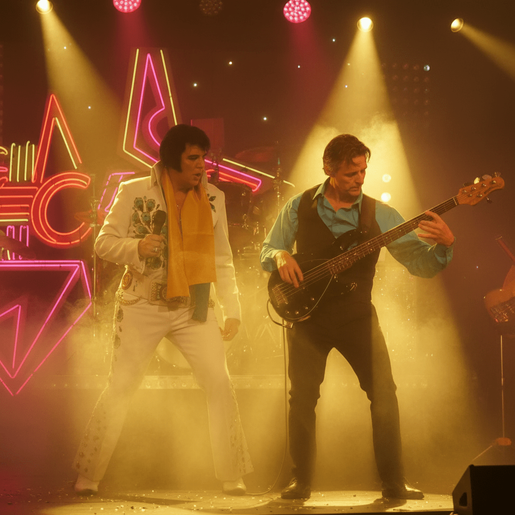 Bass player performing with Elvis tribute